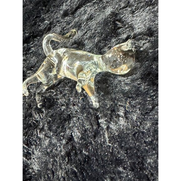Handblown Clear Glass Cat Figurine - Picture 3 of 6